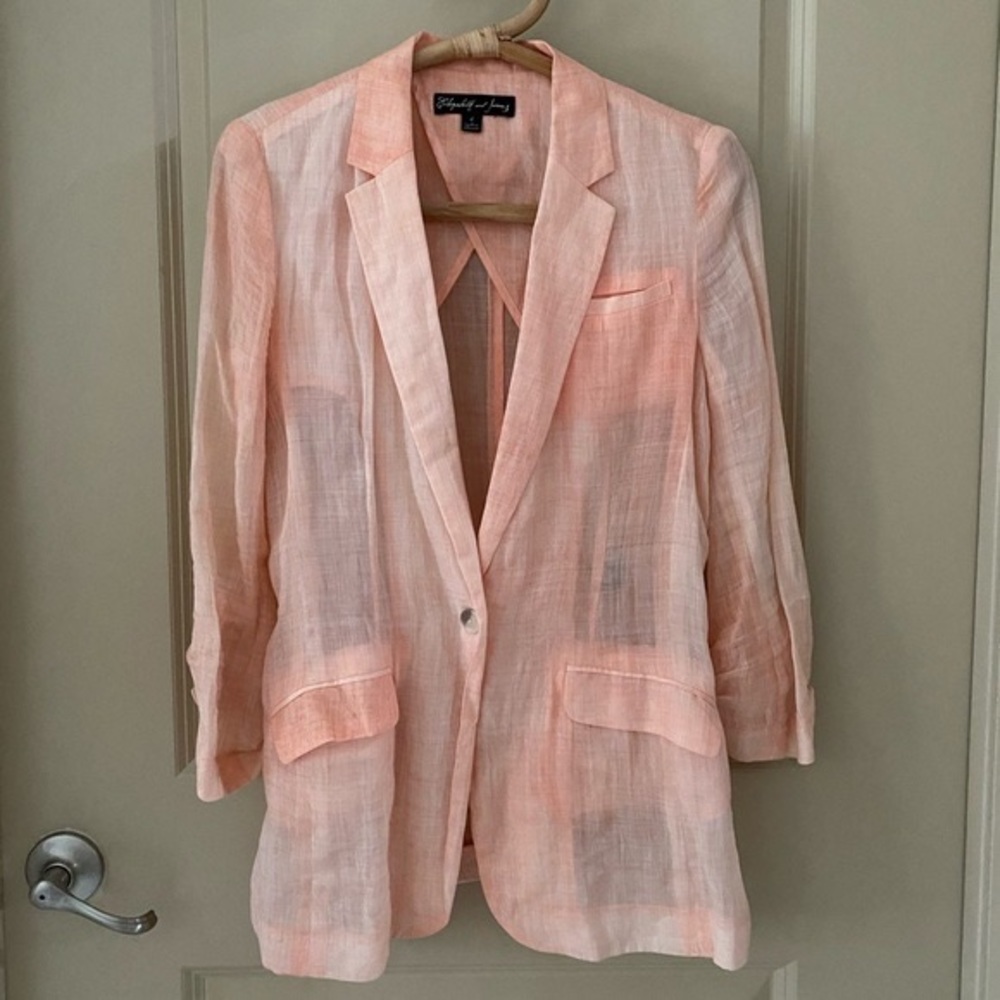 Elizabeth and James Pink/Coral Linen Sheer Blazer
